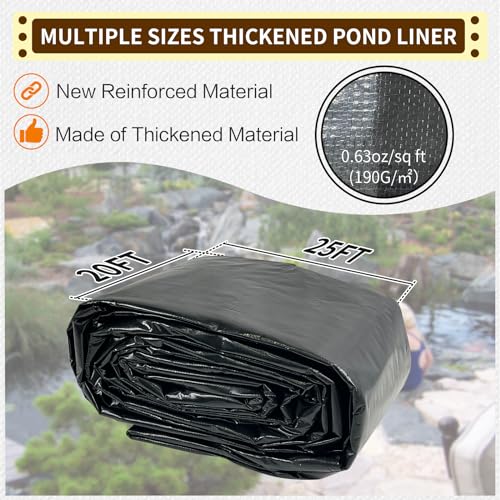 20X25FT Reinforced PE Pond Liner for Fish (20X25ft PE)