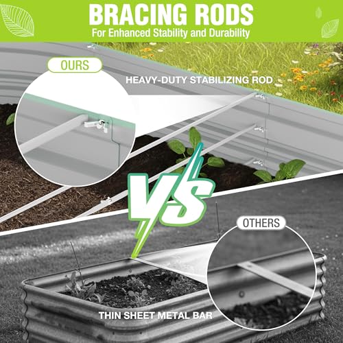 2PK 8x4x1ft Outdoor Galvanized Raised Garden Bed Set (Light Green / 8x4x1ft(2PK))
