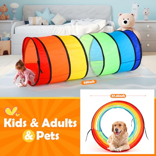 3 Pcs Giant 27.6 Inch Play Tunnel for Kids and Large Dogs