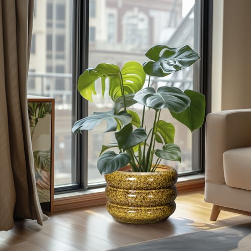 Ceramic Flower Pots (10 Inch / Leopard Print Yellow)