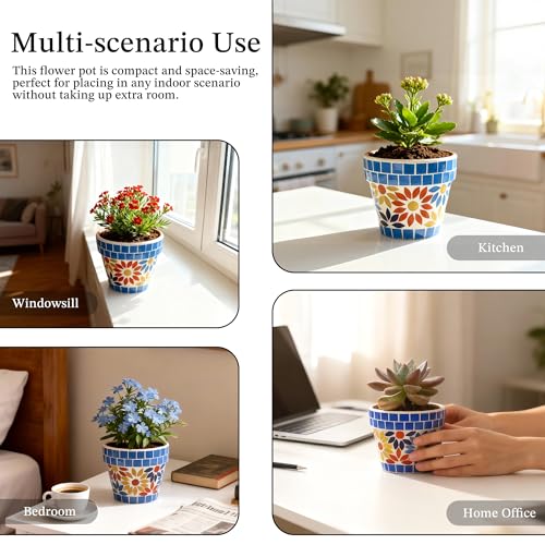 Mosaic Flower Pot (Blue$yellow)