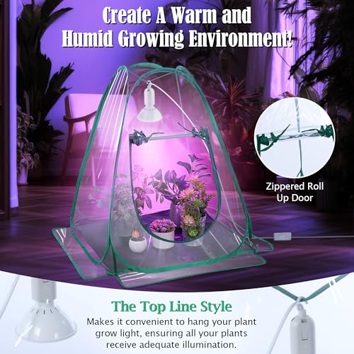 Mini Greenhouse Indoor with 10W Grow Light and PEVA Mat