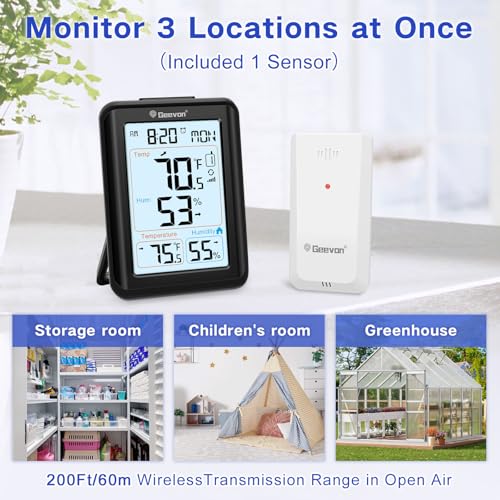 Wireless Indoor Outdoor Thermometer Hygrometer (Black C / 256300 Small)