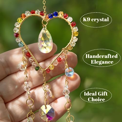 3 Pcs Crystal Suncatcher Rainbow Maker Star Heart Moon Window Decor (Colorful)
