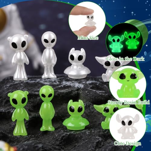 20Pcs Mini Resin Glow in the Dark Alien Figures for Garden Landscape (Alien)