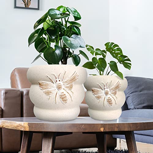 Ceramic Plant Pots (8+6 Inch / Terrabee Beige)