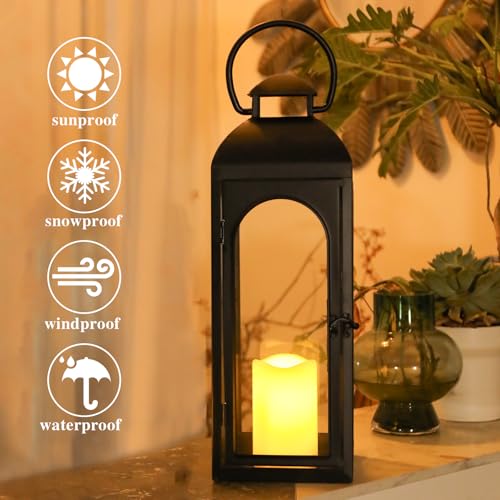 Decorative Outdoor Lantern Candle (Black Lantern Timer / 20 Inch)