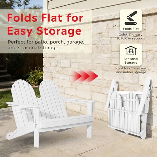 Outdoor Patio HDPE Adirondack Garden Skinny Bench (White / 49.5IN)