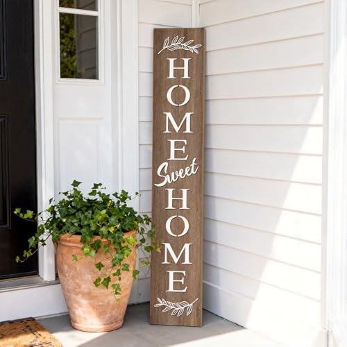 Farmhouse Wooden Welcome Sign Stand for Front Door (Natural Board / 7.8" x 47.2" / Basic Design-Single Side)