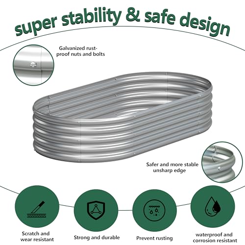 4x1.5x1FT Galvanized Metal Raised Garden Bed (Silver / 4x1.5x1(1PCS))