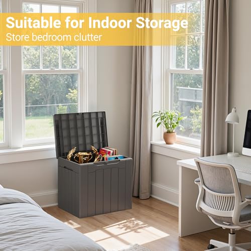 Outdoor Storage Box 31 Gallon Storage Box with Lid for Patio Furniture (31 Gallon / Dark Grey)