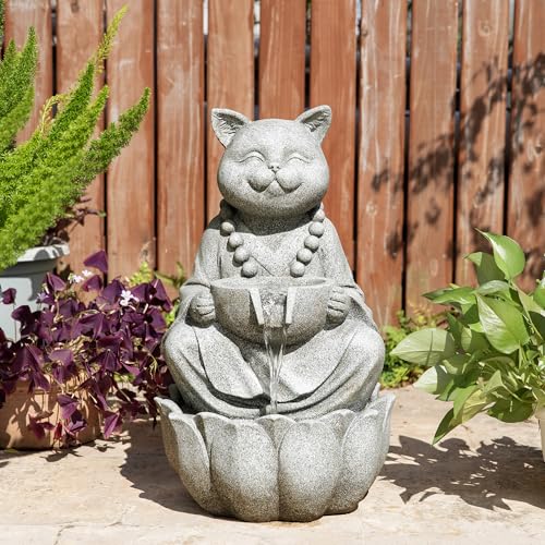 Water Fountain Outdoor (Concrete Cat / 22"H)