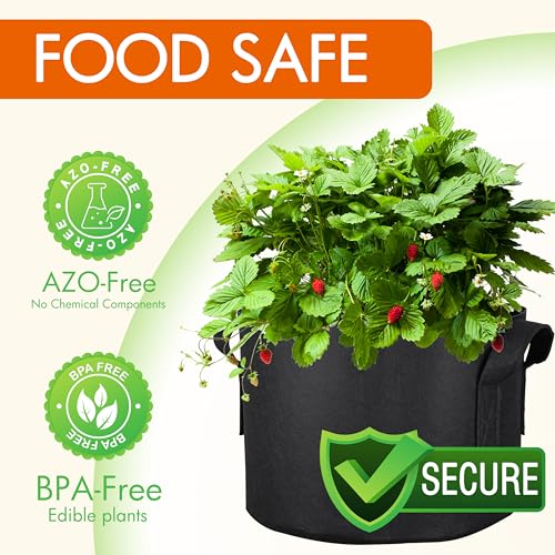 6 Pack 3 Gallon Grow Bags Fabric Pots with Heavy Duty Handles (6 Count)