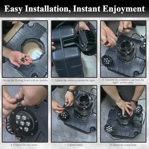 Pond Fountain Aerator with Lights (Black)