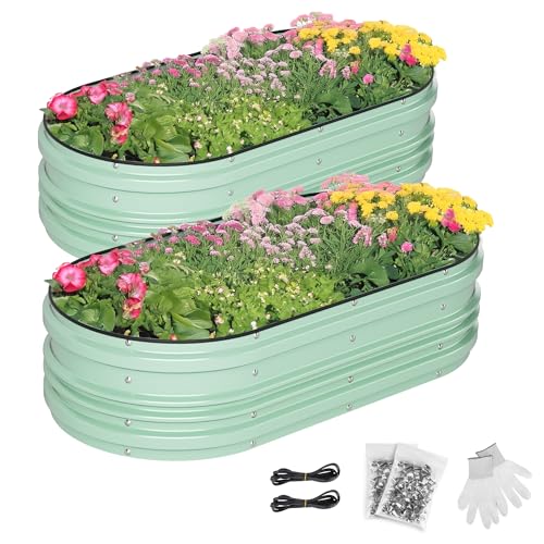 2PK 4x2x1ft Galvanized Raised Garden Bed Set (Light Green / 4x2x1ft(2PK))