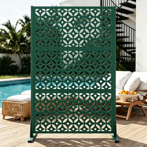 Metal Privacy Screen Outdoor (Green Cross‑shaped)