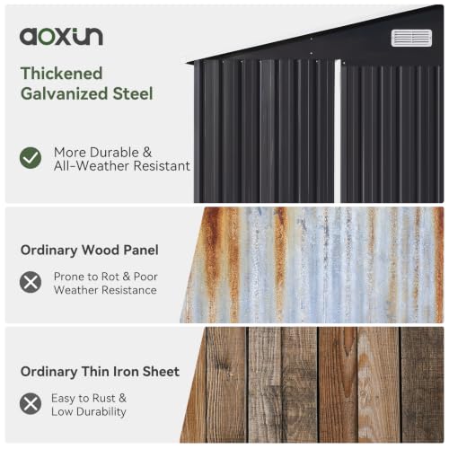 10x12 FT Outdoor Storage Shed with Lockable Double Doors (Black / 10'x12')