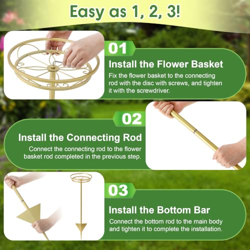 2 Pack Adjustable Outdoor Flower Pot Stand (Gold)