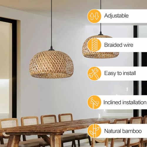 Bamboo Pendant Light (2 pack-Round Shape)