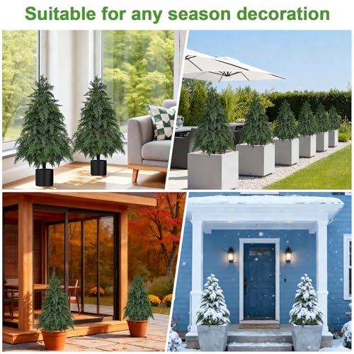2Pack Fake Cypress Topiary Trees with Pot (3FT/36IN)