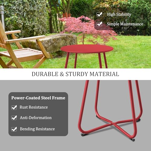 Dark Red Patio Side Table