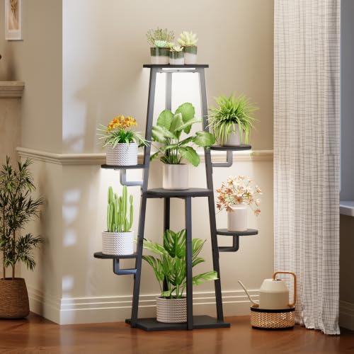 Plant Stand Indoor with Grow Lights (Black)