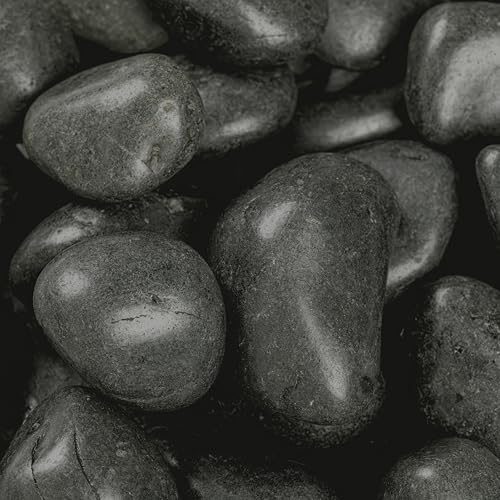 Black Pebbles 0.8 x 1.2in. Polished Decorative Stone Pebble Bag (35200 Ounce)
