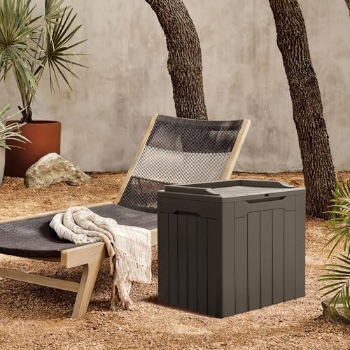 31 Gallon Resin Deck Box All Weather Outdoor Storage Boxes for Patio Furniture Set (Brown / 31 Gallon)