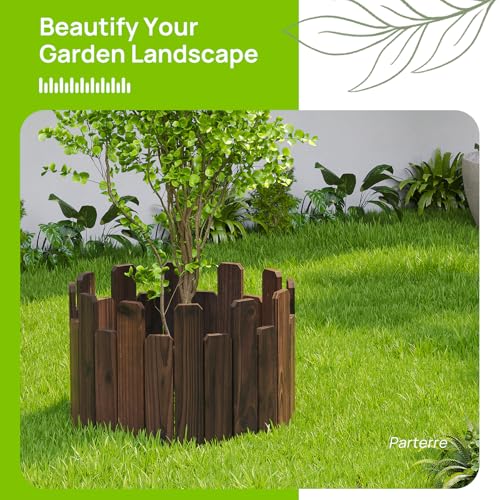 Wood Garden Edging Border for Landscaping Garden Fence Decorative Landscape Edging Border Outdoor Wood Fence for Yard Tree Flower Bed Edging Borders (Staggered Height)