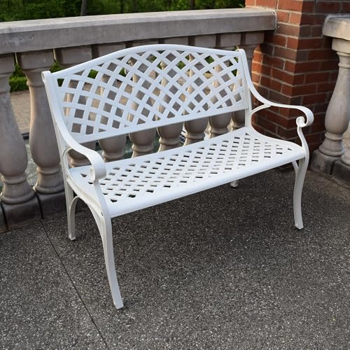 Outdoor Aluminum Modern Patio Bench Loveseat (White)