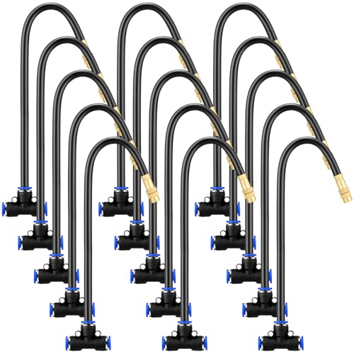 15 Pcs Brass Misting Nozzles Tee with 16" Built in Hose for 0.32" (16 Inch)
