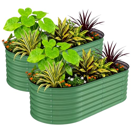 2 Pack 6X3X2ft Galvanized Raised Garden Bed (Green-oval / 6x3x2ft 2pcs)