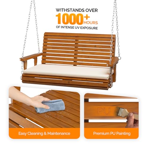 4 FT Heavy Duty Porch Swing with Cushion (Brown / 4 FT)