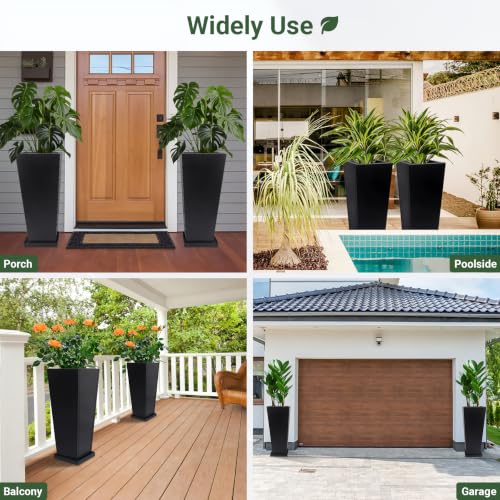 28" Metal Tall Outdoor Planters Set of 2 (28" H)