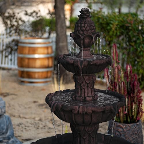 58.3" 3 Tier Outdoor Freestanding Water Fountain (Brown)