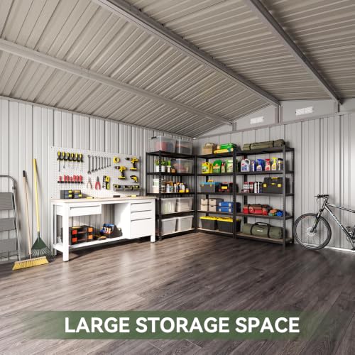 10x12 FT Outdoor Storage Shed with Lockable Double Doors (Black / 10'x12')