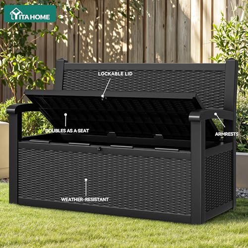80 Gallon Storage Bench Deck Box (Black / 80 Gallon)