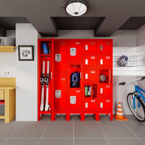 Metal Lockers (Red / 2 Door-(66.15" H x 11.8" W x 11.8" D))