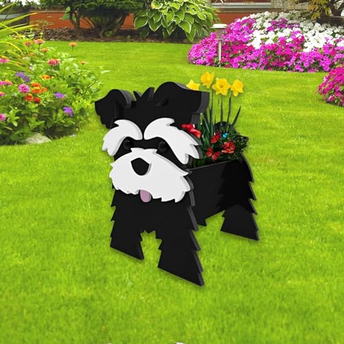 Black Schnauzers Dog Planter Pots