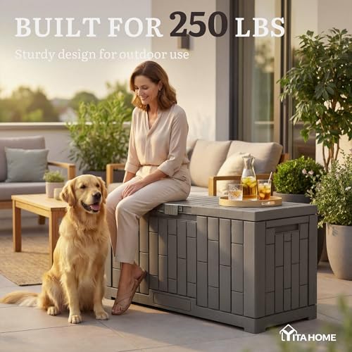 60 Gallon Outdoor Storage Box (Light Brown / 60 Gallon)