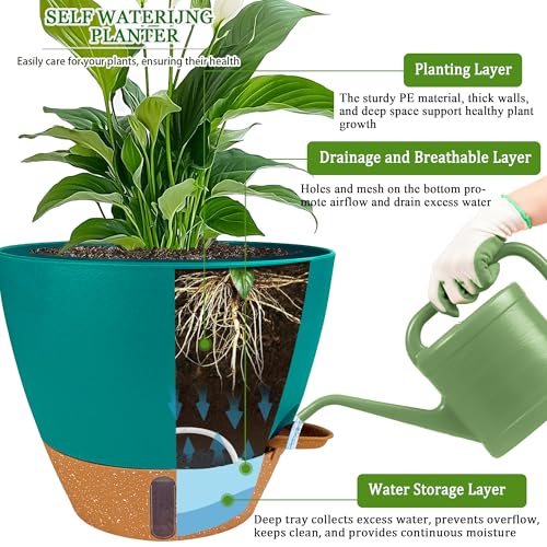 2 Pack 10 inch Plant Pots (Turquoise / 10 inch)