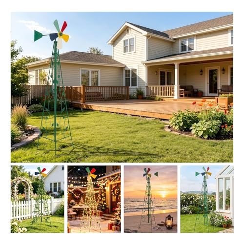 8FT Ornamental Windmill for Yard (6.2ft-green)