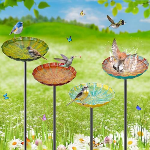 Metal Flower Bird Bath for Outside