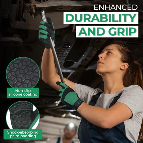 Work Gloves for Women (Small (Pack of 1) / Black -Green)