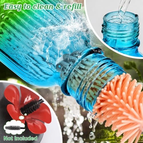Glass Hummingbird Feeder for Outdoors (Green-Blue Ombre)