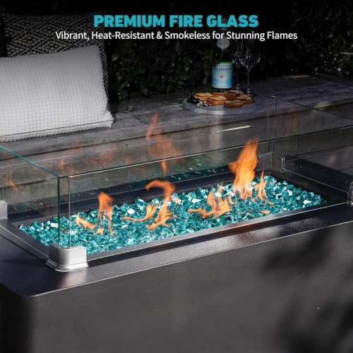 1 2 inch Reflective Fire Glass for Fireplace Fire Pit and Landscaping 10 lb High Luster Caribbean Blue (1/2 inch / Caribbean Blue)