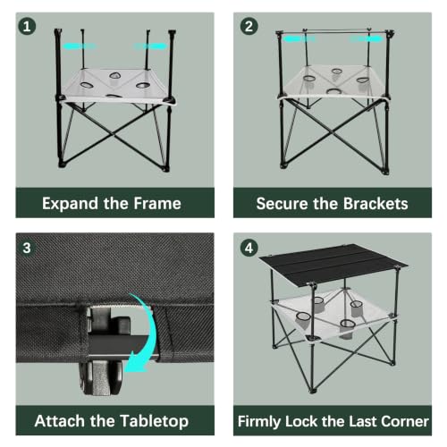 2 Tier Folding Camping Table (Black 30D x 24W x 28H inches)