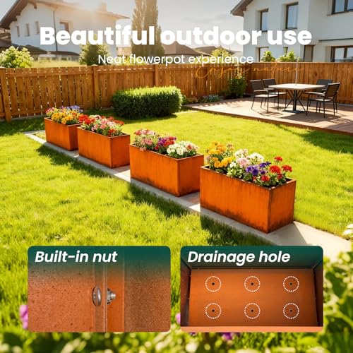 Corten Steel Planter Box 24" L x 12" W x 12" H