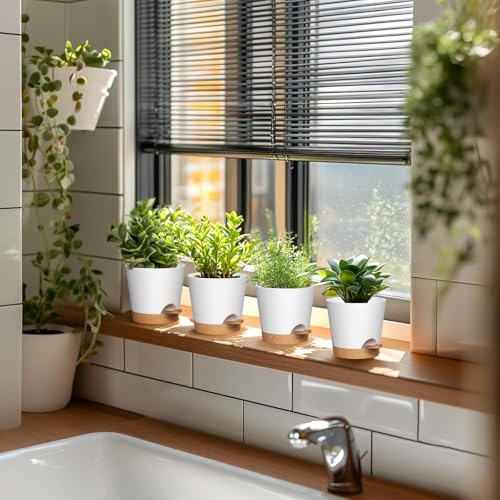 4 inch Self Watering Pots for Indoor Outdoor Plants (6 Count)