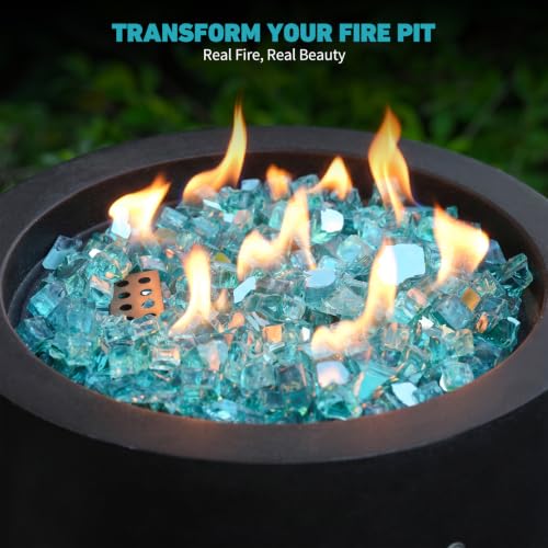 1 4 inch Reflective Fire Glass for Fireplace Fire Pit and Landscaping 10 lb High Luster Caribbean Blue (1/4 inch / Caribbean Blue)